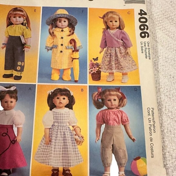McCalls Doll Clothes Sewing Patterns American Girl 18 Inch Dorothy Dress Poodle - Picture 2 of 6